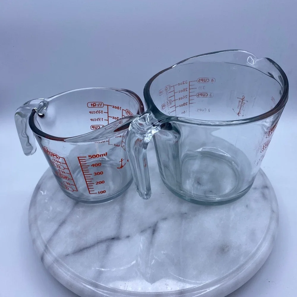 Anchor Hocking Measuring Cup Set Clear Glass 2pc 4-Cup 2-Cup Baking Essentials